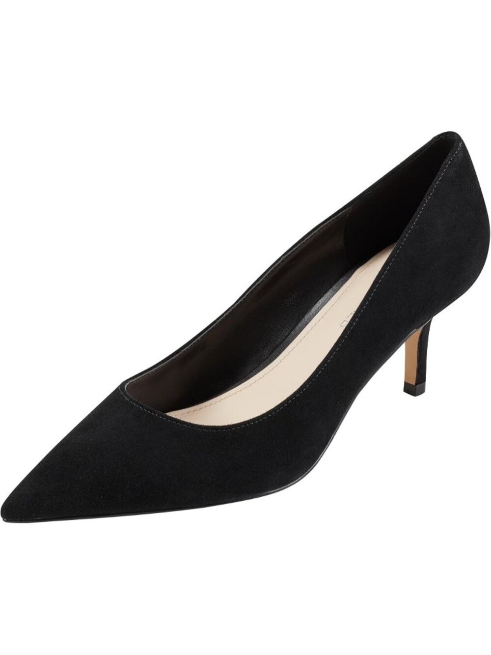 Women's Black Suede Modern Pointed Toe Alola Casual Pumps Pull On Heel Shoes